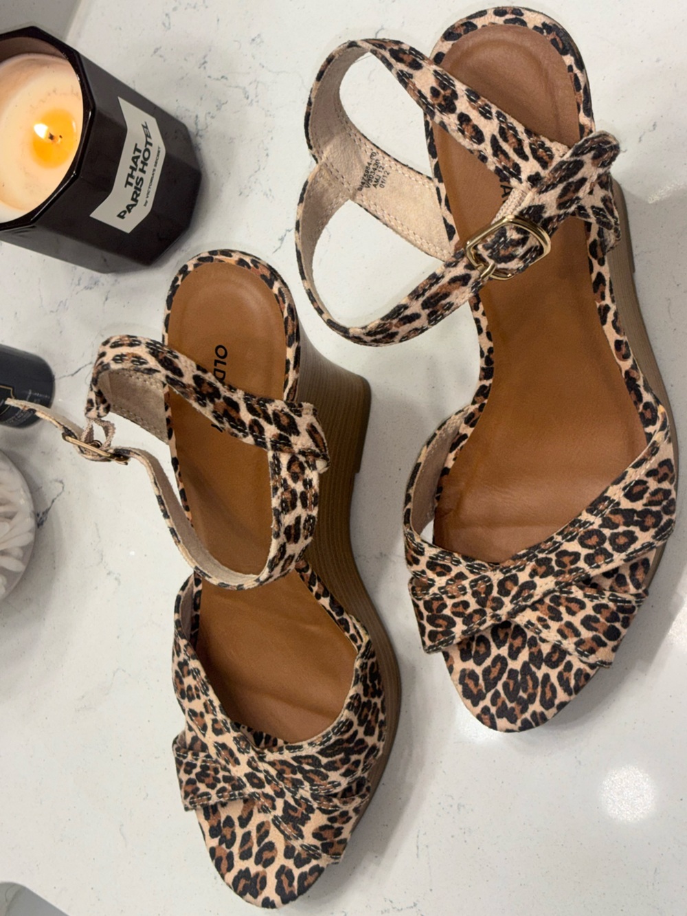 Old Navy Leopard Print Wedge Sandals - Tan/Black | Size: 9M | NWOT * - Picture 11 of 15